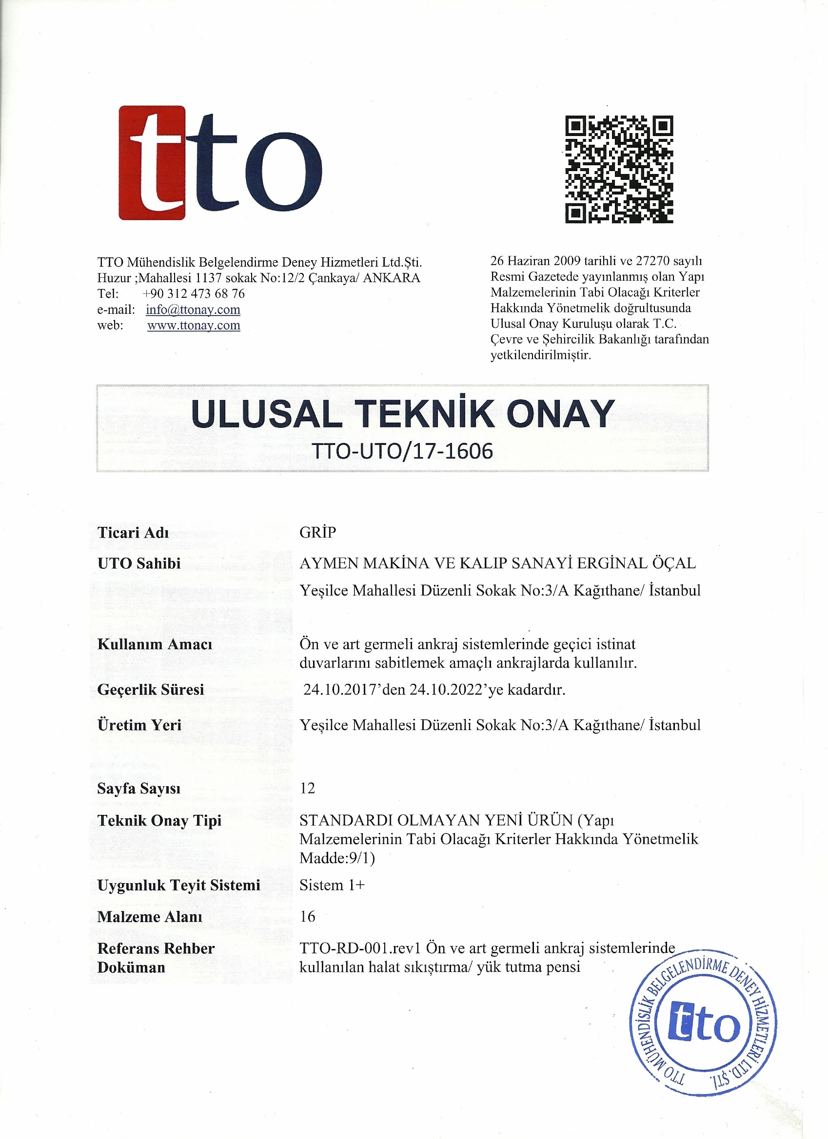 Ulusal Teknik Onay Belgesi